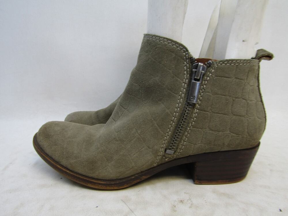 Lucky Brand Womens Size 5 M Green Suede Ankle Zip Fashion Boots Bootie